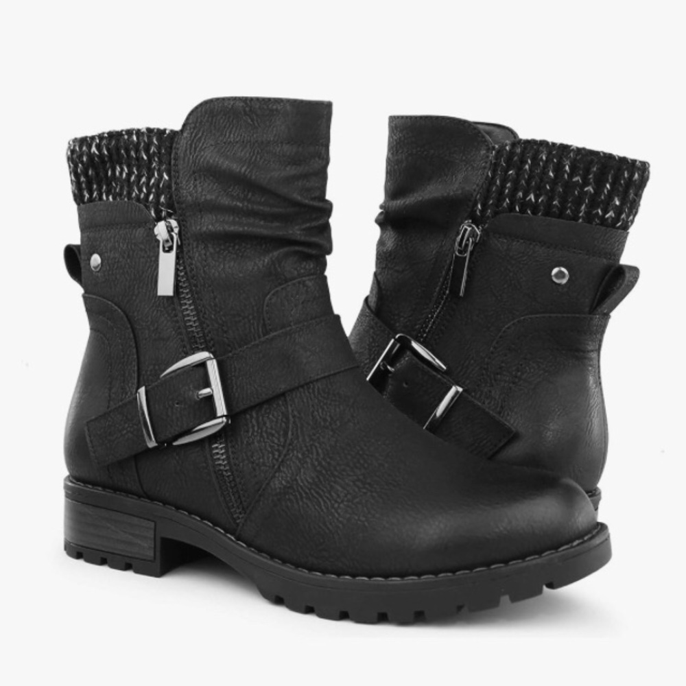 Hawkwell women’s combat motorcycle ankle booties